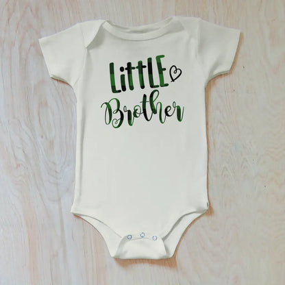 Little Brother Heart Onesie - 0-3M / Natural / Short Sleeve