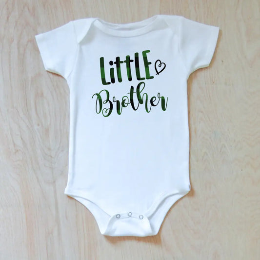 Little Brother Heart Onesie - 0-3M / White / Short Sleeve -