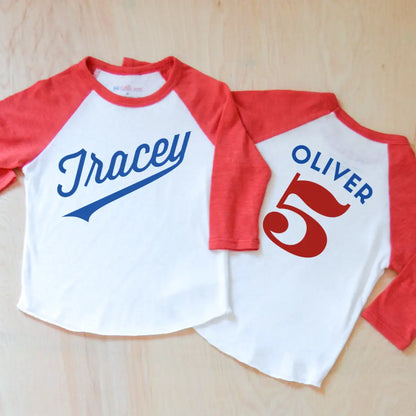 Little League Personalized Raglan - 3-6M / Red - Raglan