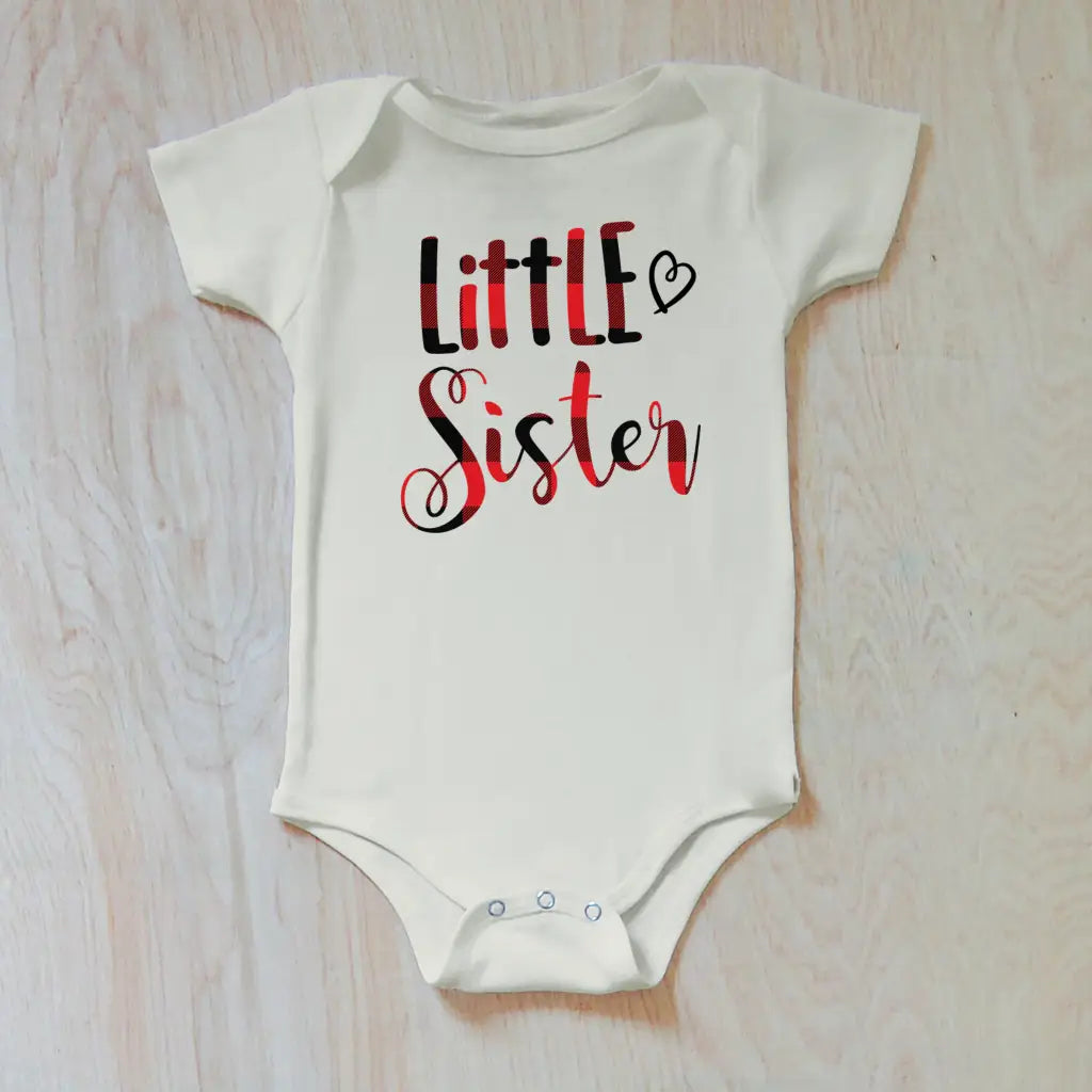 Little Sister Heart Onesie - 0-3M / Natural / Short Sleeve -