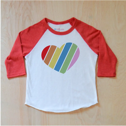 Love Rules Rainbow Heart Raglan at Hi Little One