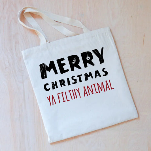 Merry Christmas (Ya Filthy Animal) Tote at Hi Little One