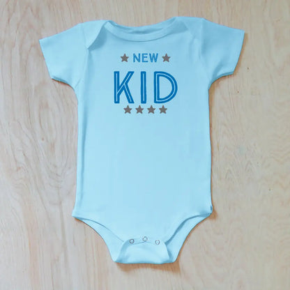 New Kid Onesie - 0-3M / Light Blue / Short Sleeve - Onesie