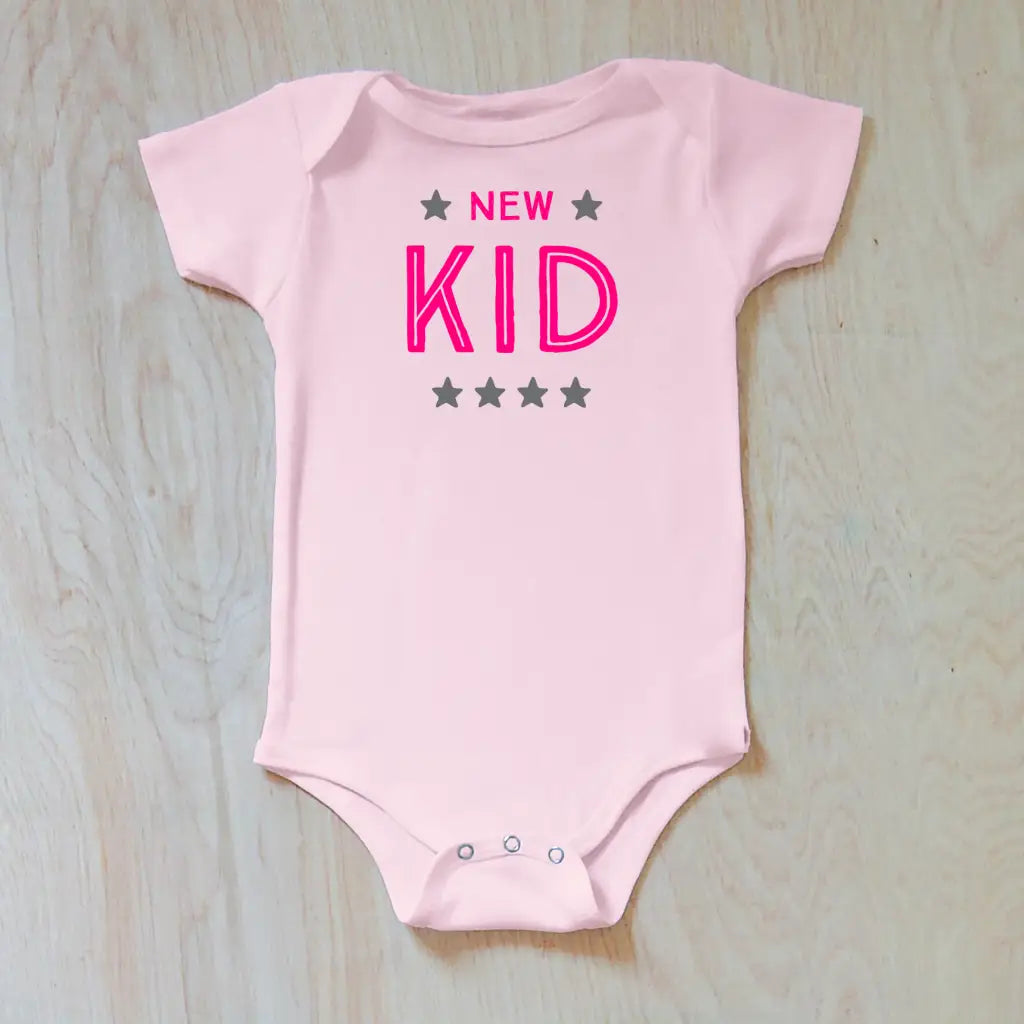 New Kid Onesie - 0-3M / Light Pink / Short Sleeve - Onesie