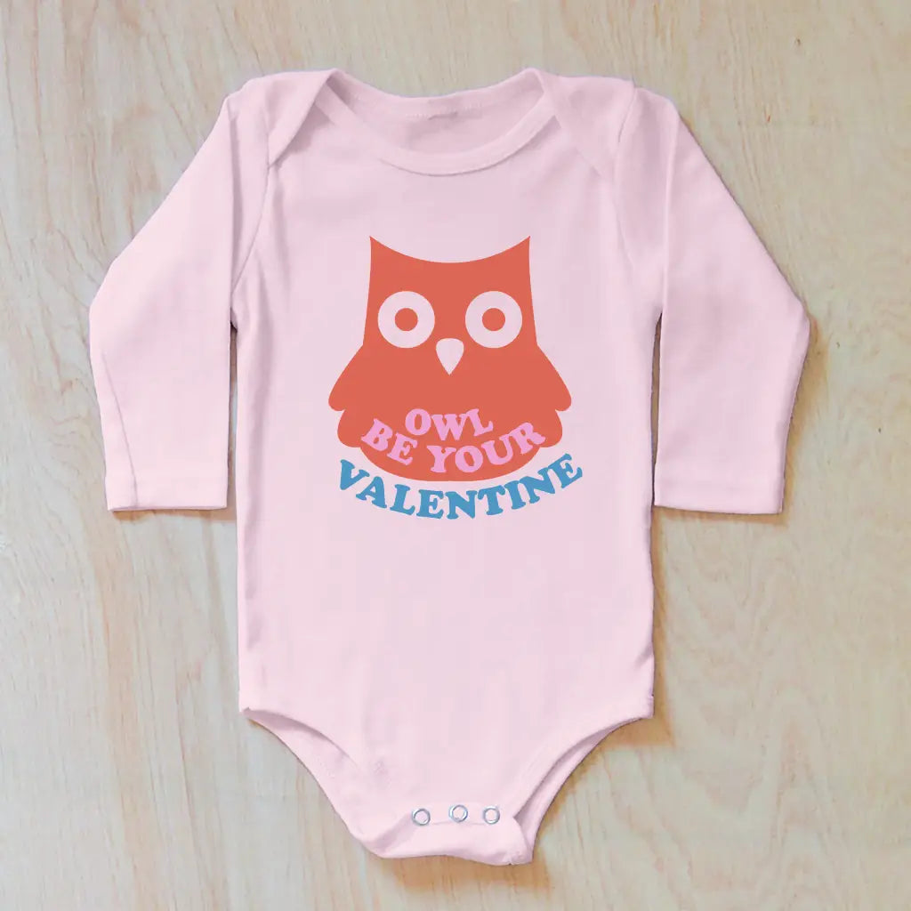 Owl Be Your Valentine Onesie - 0-3M / Short Sleeves / Light