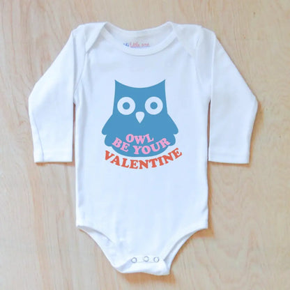 Owl Be Your Valentine Onesie - 0-3M / Short Sleeves / White