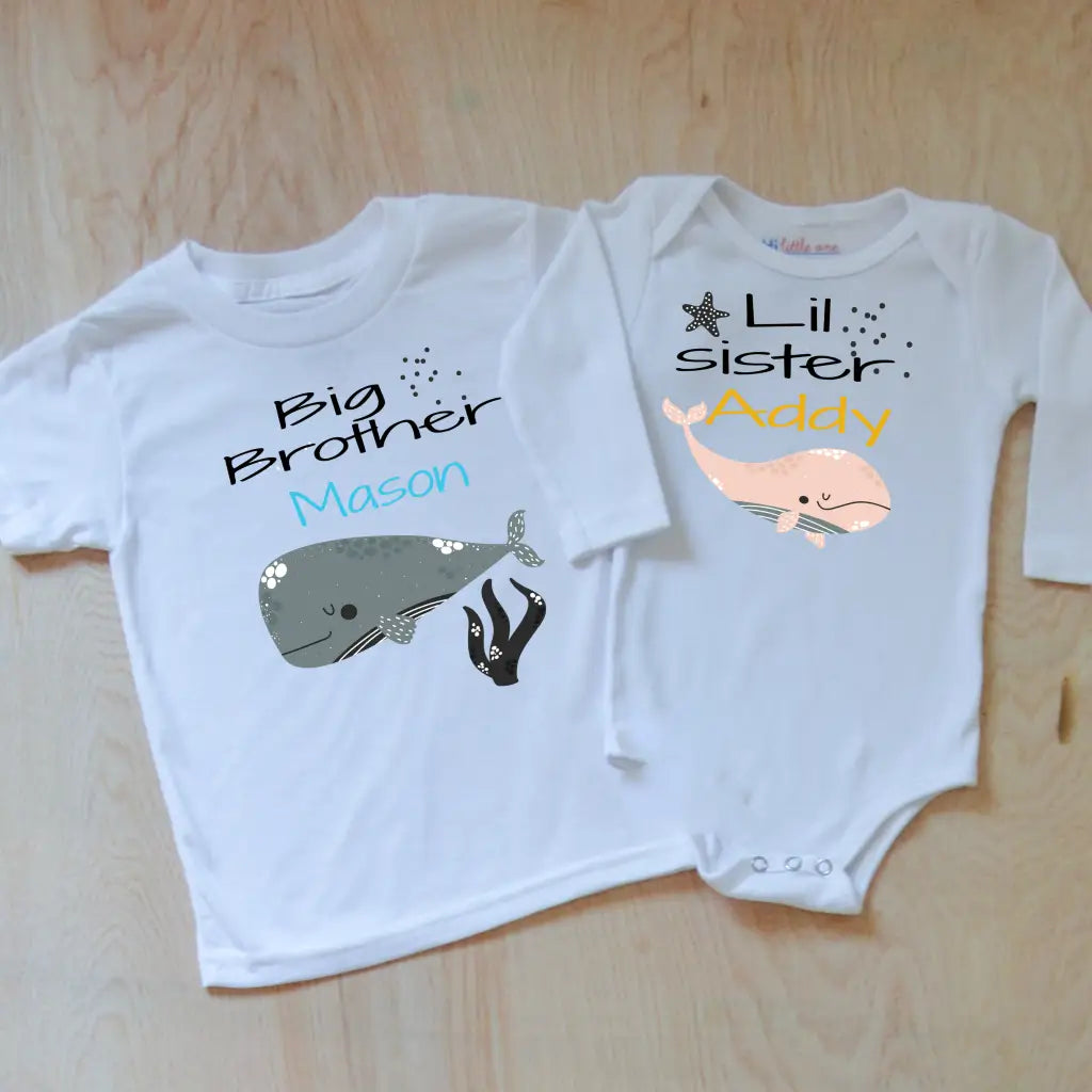 Personalized Big Sis/Little Bro Aquatic Sibling Set -