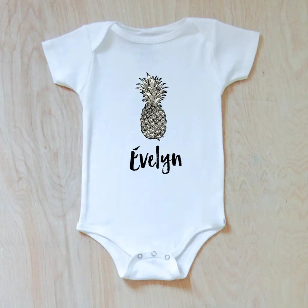 Pineapple Baby Announcement Personalized Onesie at Hi Little One