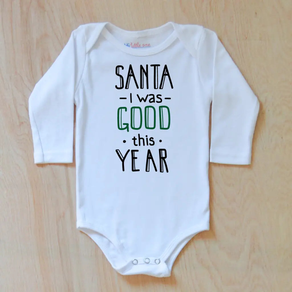 Santa Was Good Onesie - 0-3M / Short Sleeves / White -