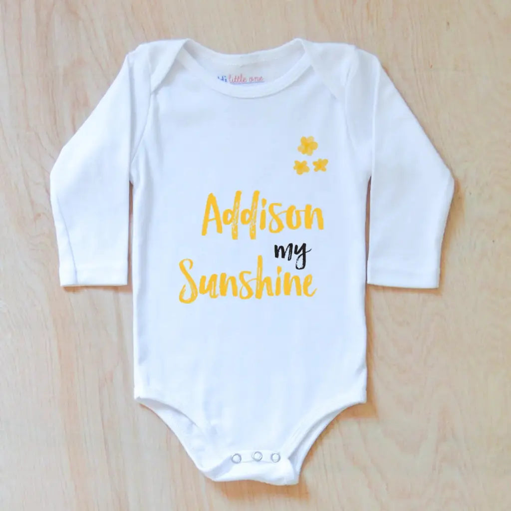 Sunshine Baby Announcement Personalized Onesie at Hi Little One